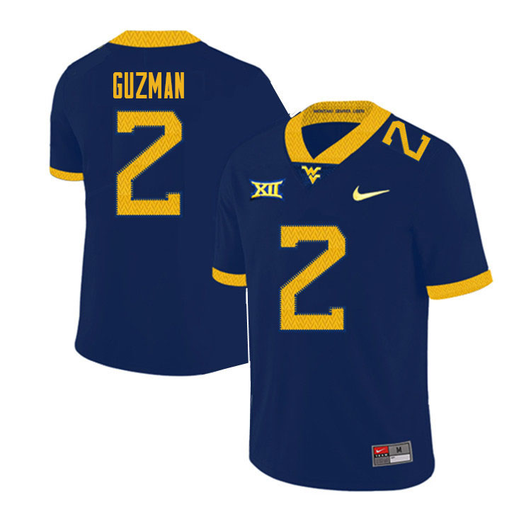 2020 Men #2 Noah Guzman West Virginia Mountaineers College Football Jerseys Sale-Navy - Click Image to Close